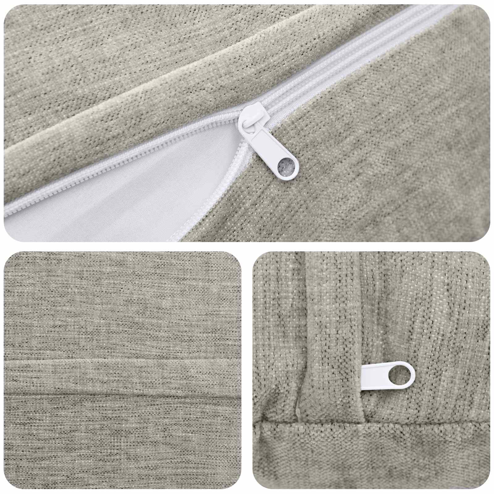 vidaXL Cushion Cover 6 pcs HEERLEN Light Grey Ø 60 cm Chenille Fabric 5