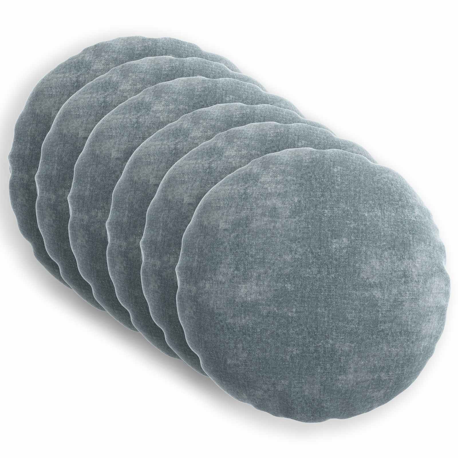 vidaXL Cushion Cover 6 pcs HEERLEN Light Blue Ø 60 cm Chenille Fabric 2