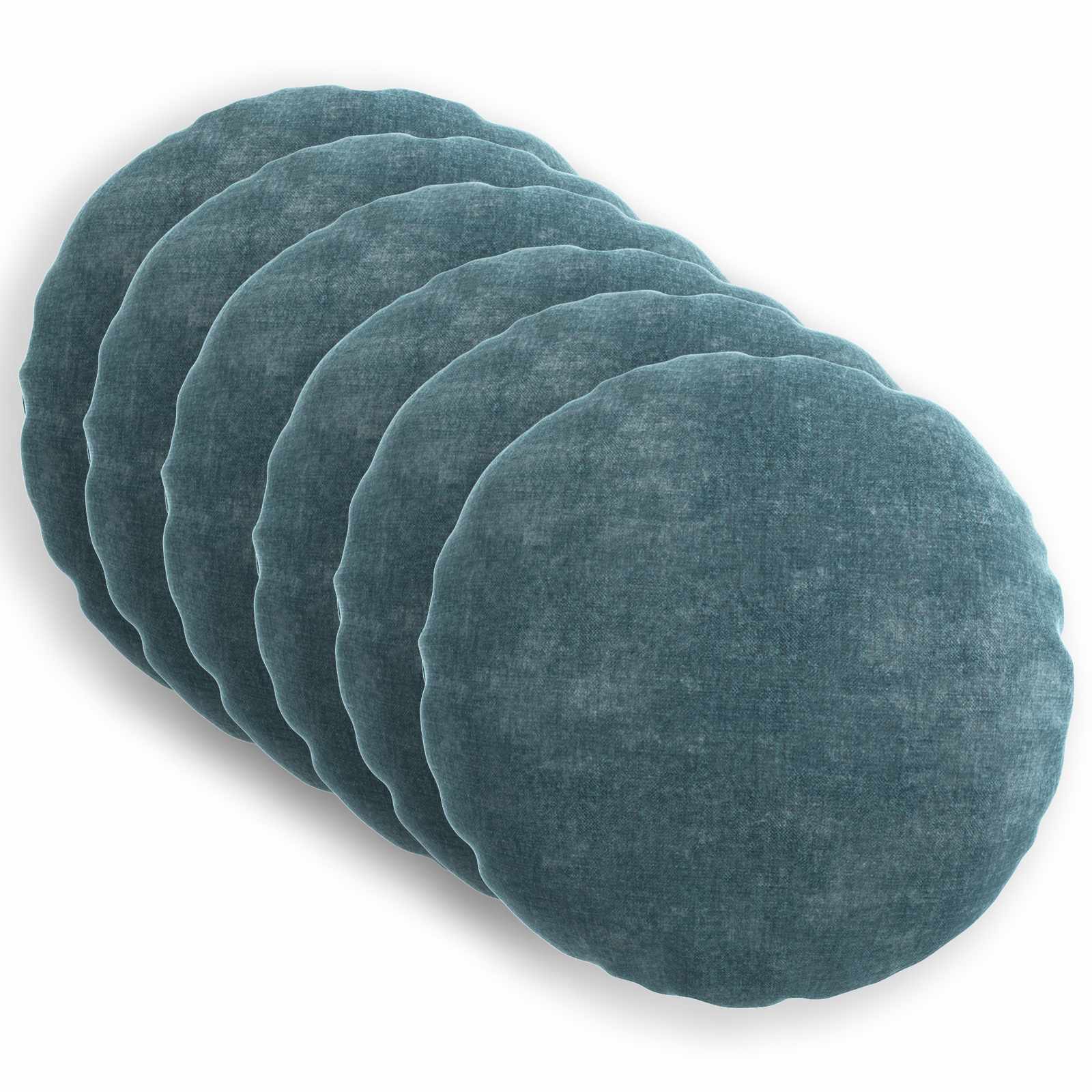 vidaXL Cushion Cover 6 pcs HEERLEN Blue Ø 60 cm Chenille Fabric 2