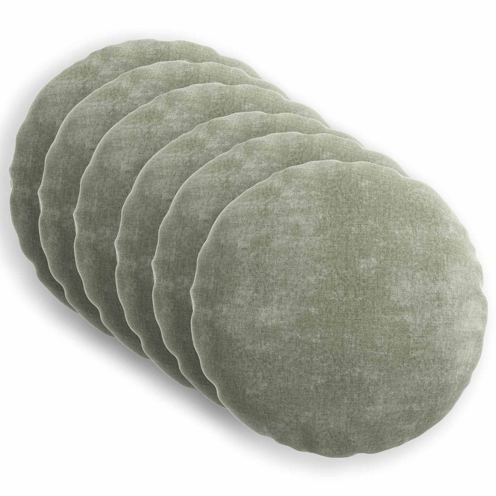 vidaXL Cushion Cover 6 pcs HEERLEN Green Ø 60 cm Chenille Fabric 2