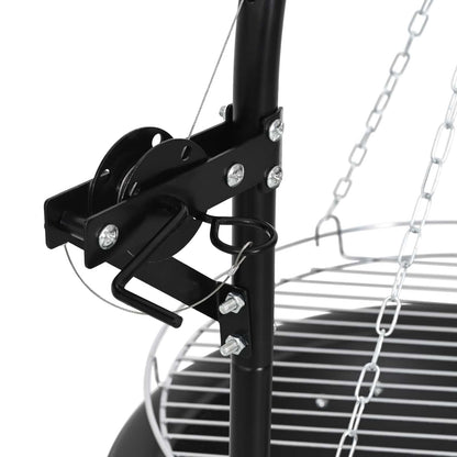 vidaXL Fire Pit with Adjustable Grill Grate ⌀55.5 x 107.5 cm Steel 4