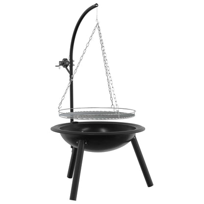 vidaXL Fire Pit with Adjustable Grill Grate ⌀55.5 x 107.5 cm Steel 2