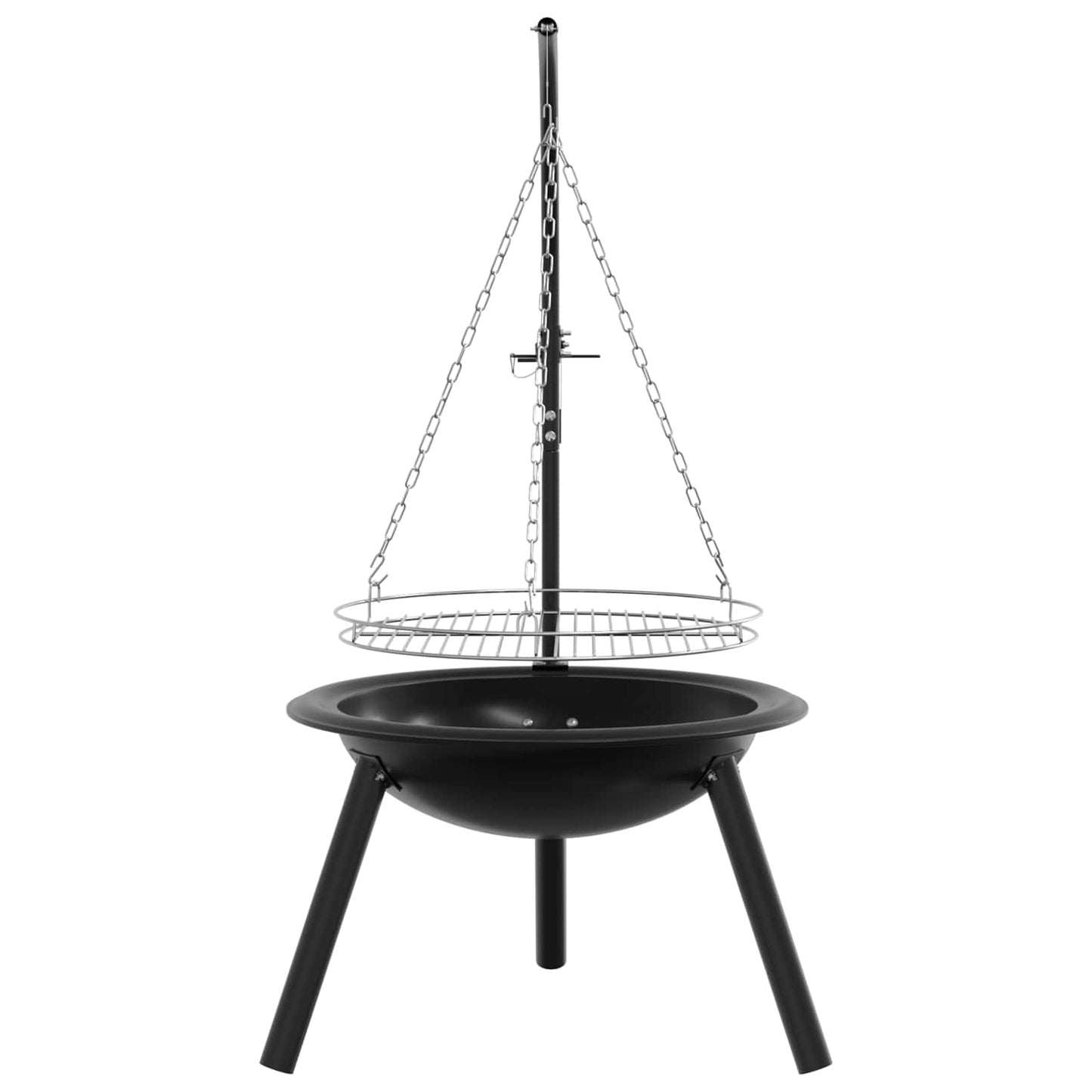 vidaXL Fire Pit with Adjustable Grill Grate ⌀55.5 x 107.5 cm Steel 3