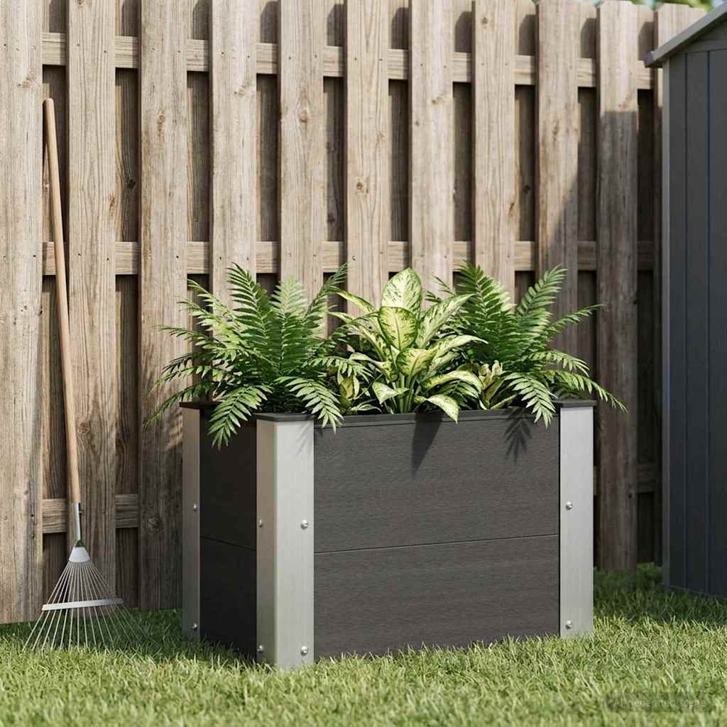 vidaXL Garden Raised Bed Black 50 x 30 x 36 cm WPC and Aluminium 1