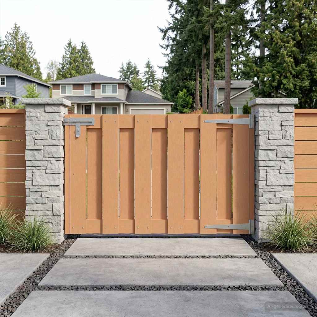 vidaXL Garden Gate 100 x 60 cm WPC and Aluminium Brown 1