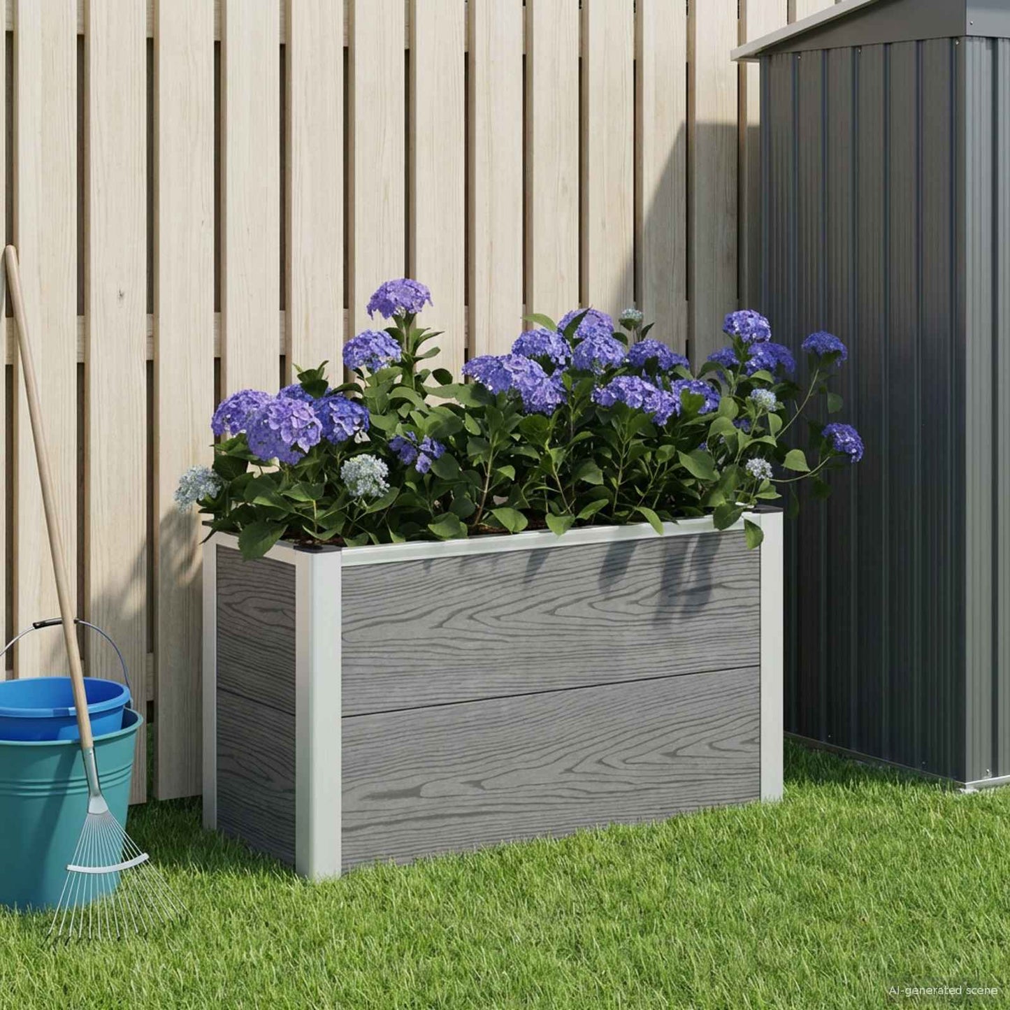 vidaXL Garden Raised Bed Grey 75 x 30 x 42 cm WPC and Aluminium 1