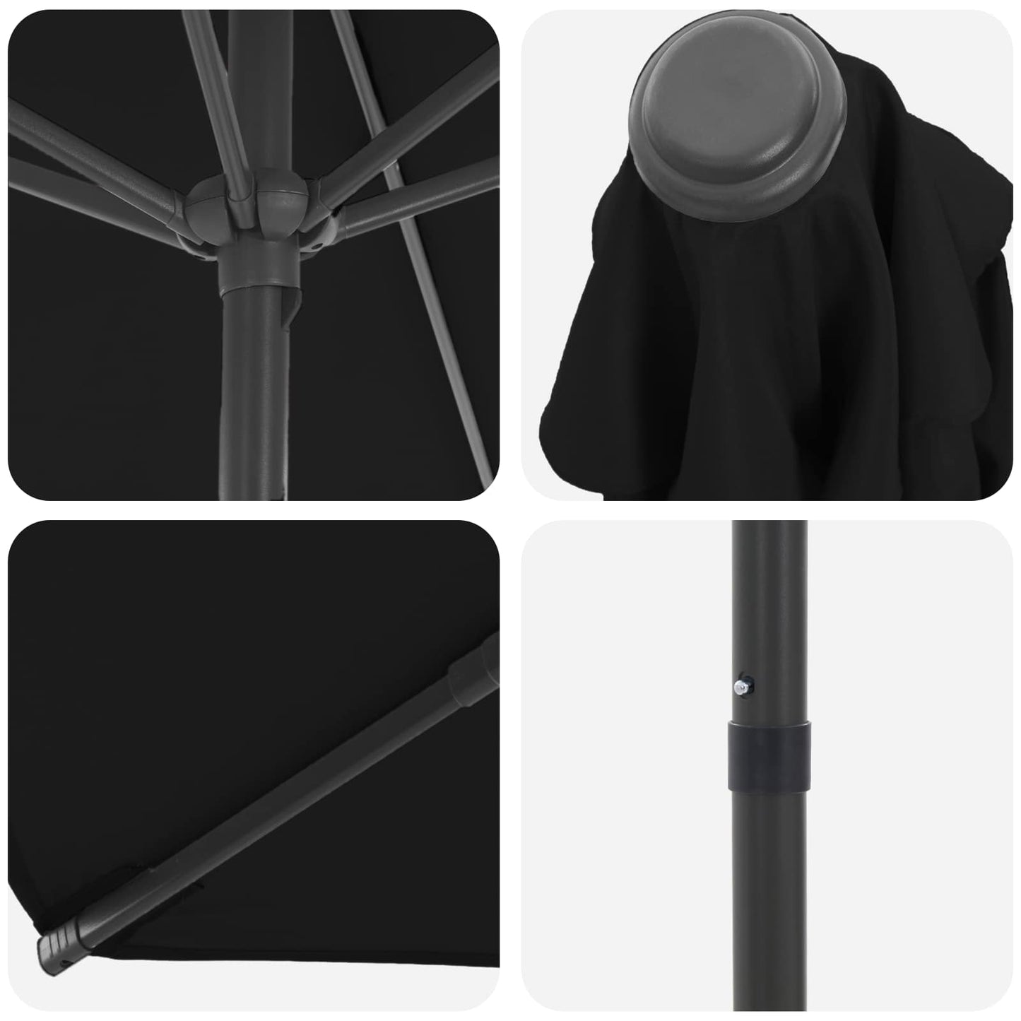 vidaXL Garden Parasol 300 x 300 cm Polyester Rectangular Black 5