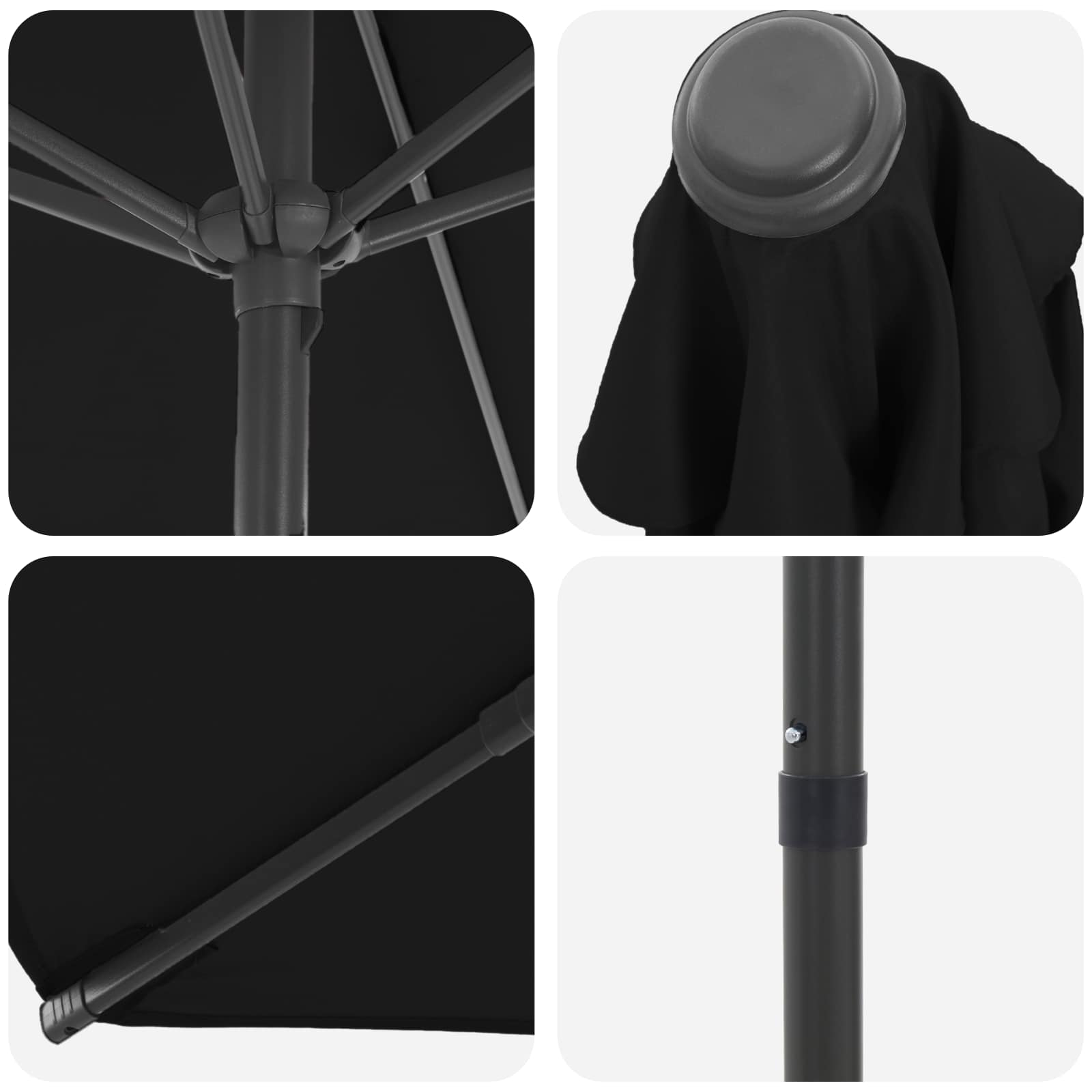 vidaXL Garden Parasol 300 x 300 cm Polyester Rectangular Black 5