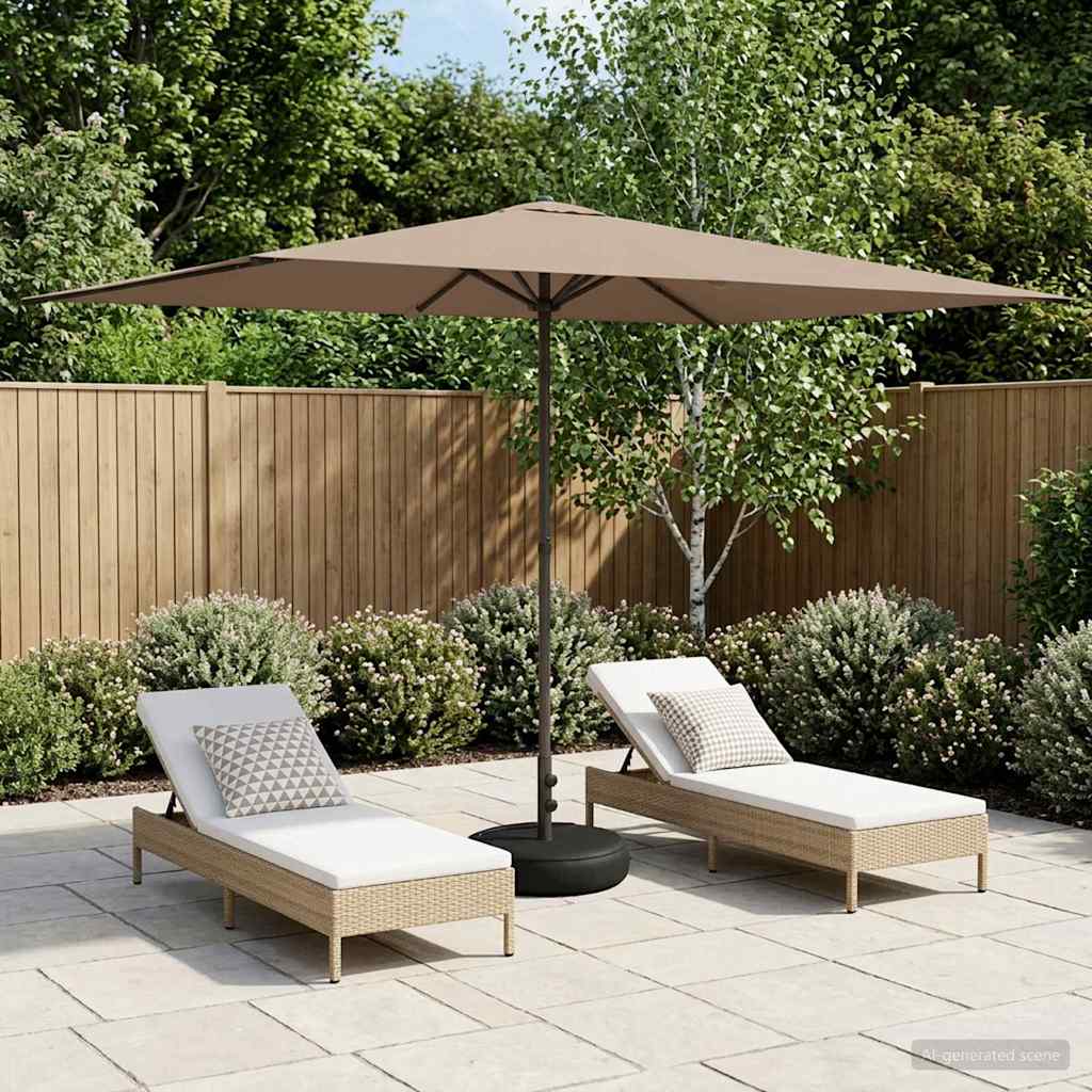 vidaXL Garden Parasol with Base Rectangular 2 x 3 m Polyester Taupe 1