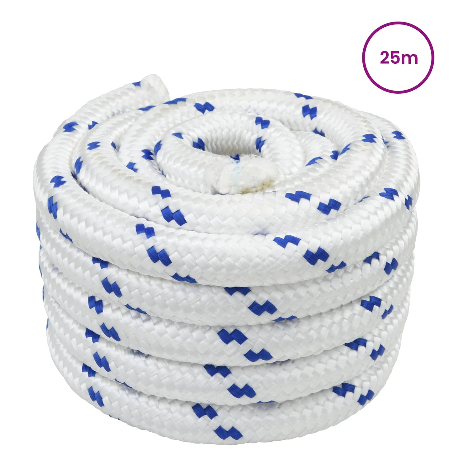 vidaXL Boat Rope 3 mm 25 m White and Blue PP 2