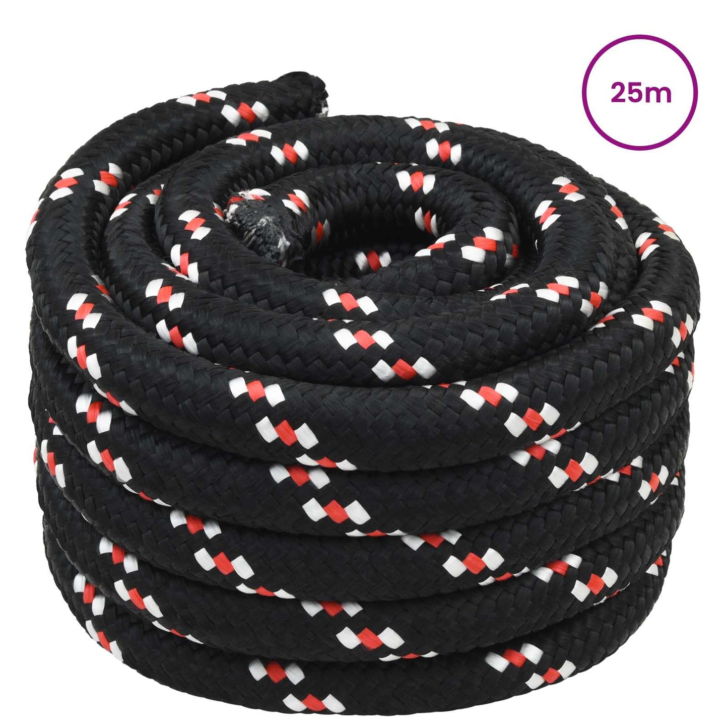 vidaXL Boat Rope 3 mm 25 m Black and Red PP 2