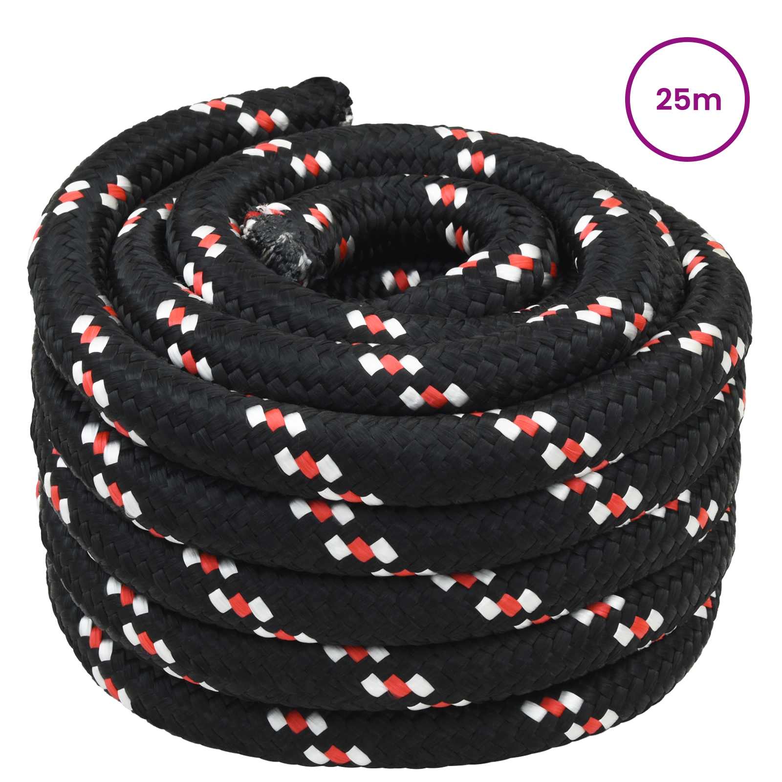 vidaXL Boat Rope 3 mm 25 m Black and Red PP 2