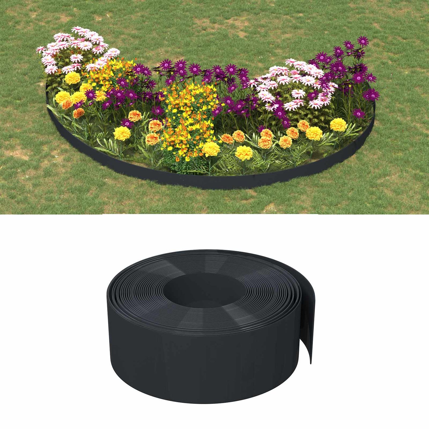 vidaXL Garden Edging 25 m 20 cm PE Black 1