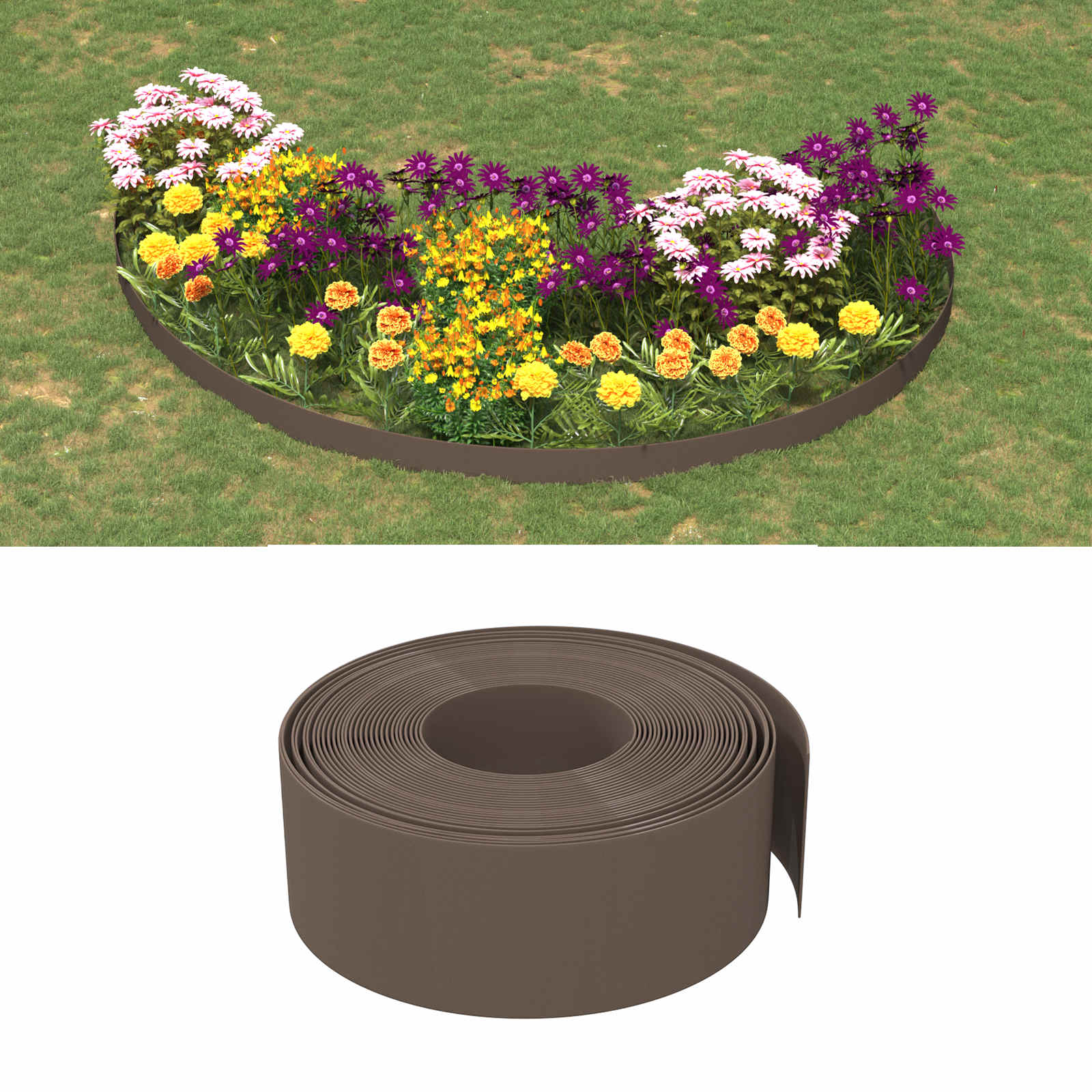 vidaXL Garden Edging 25 m 20 cm PE Brown 1