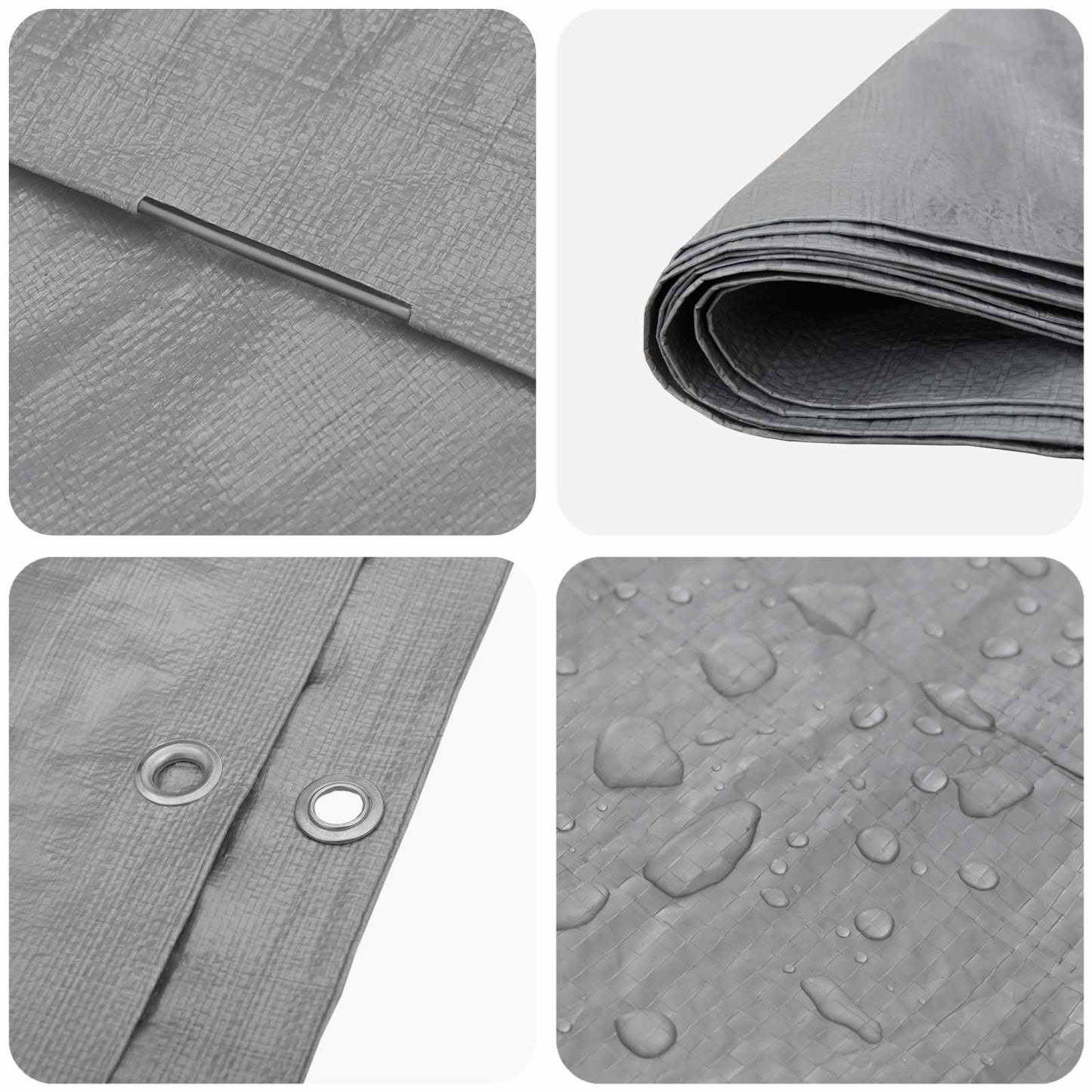 vidaXL Tarpaulin with Eyelets Light Grey 8 x 12 m 90 gsm PE 4