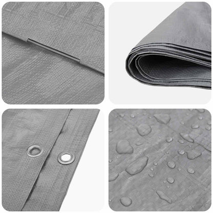 vidaXL Tarpaulin with Eyelets Light Grey 8 x 12 m 90 gsm PE 4
