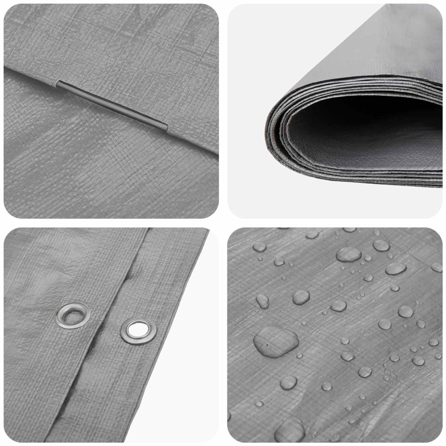 vidaXL Tarpaulin with Eyelets Light Grey 8 x 8 m 180 gsm PE 4