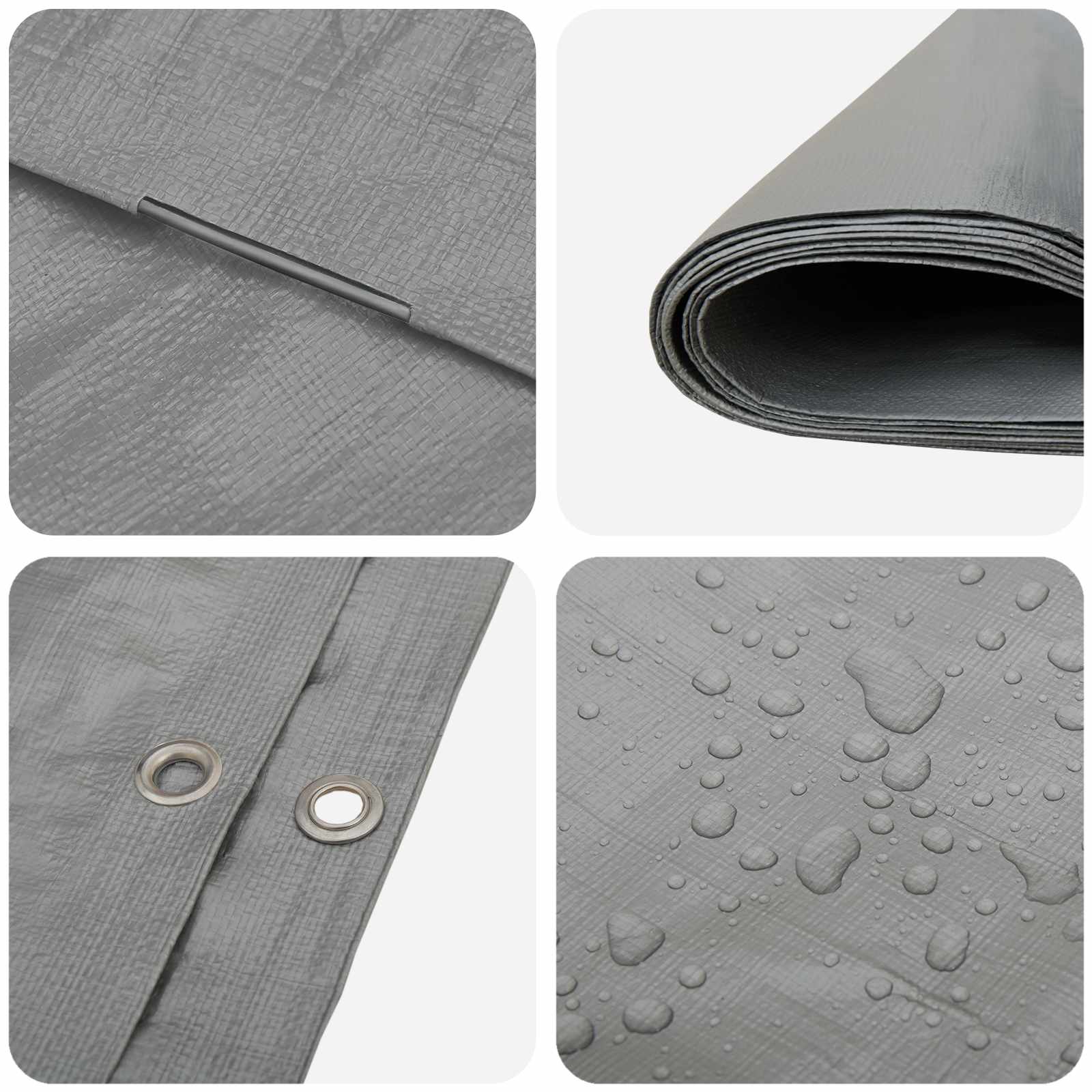 vidaXL Tarpaulin with Eyelets Light Grey 6 x 8 m 260 gsm PE 4