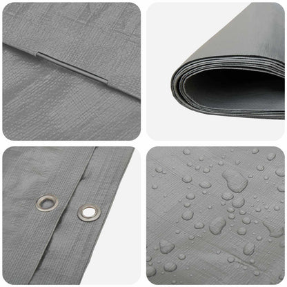 vidaXL Tarpaulin with Eyelets Light Grey 6 x 8 m 260 gsm PE 4