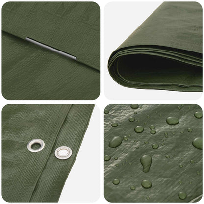 vidaXL Tarpaulin with Eyelets Green 8 x 12 m 90 gsm PE 4