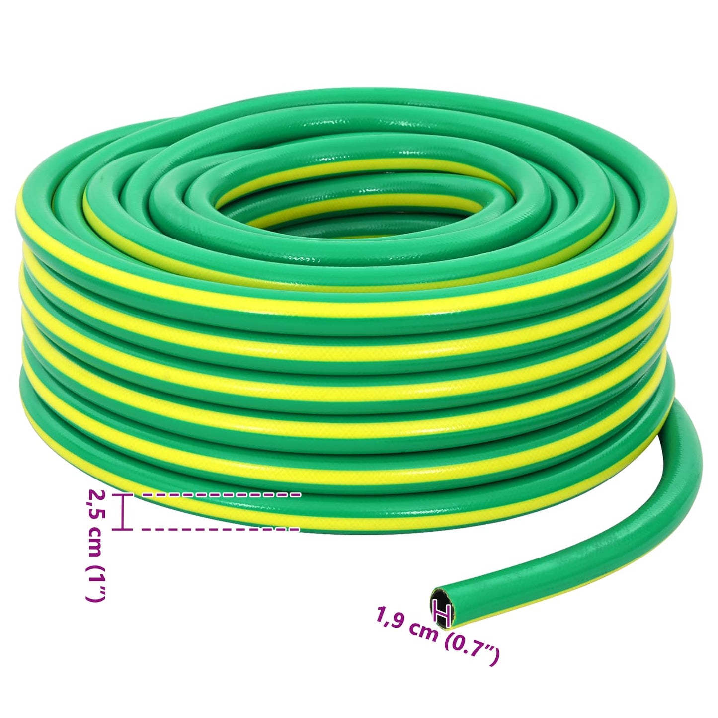 vidaXL Garden Hose 5-Ply Green and Yellow 19 mm PVC 6