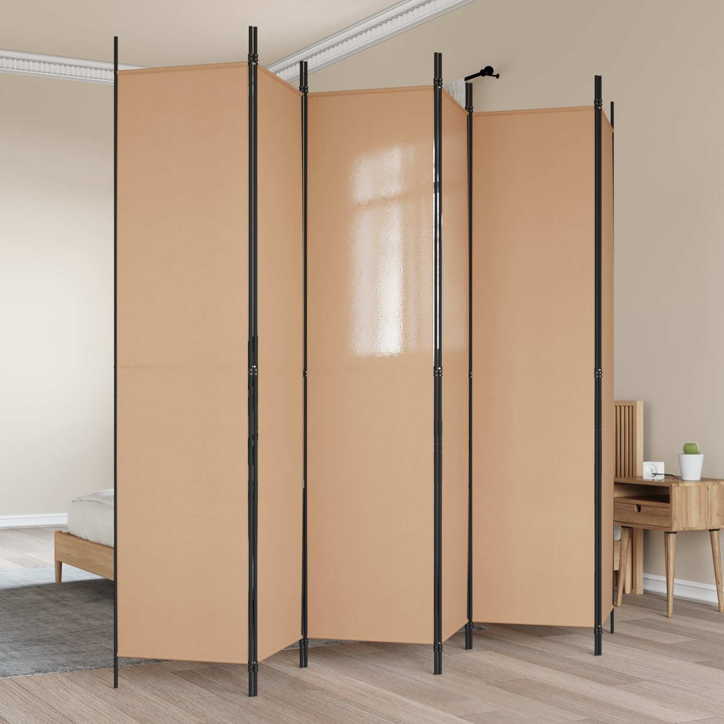 vidaXL 6-Panel Room Divider Beige 300 x 220 cm Fabric 1