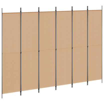 vidaXL 6-Panel Room Divider Beige 300 x 220 cm Fabric 2