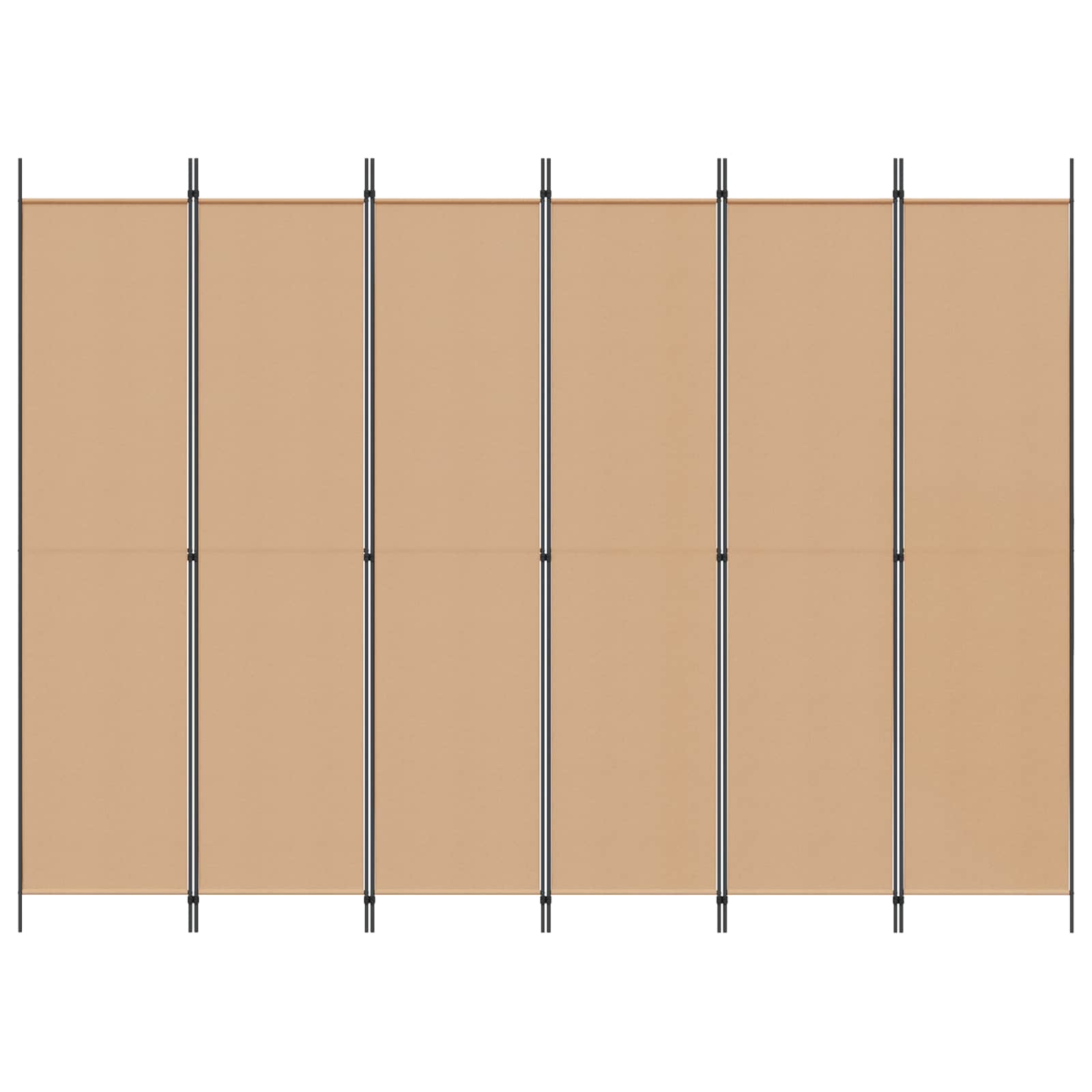 vidaXL 6-Panel Room Divider Beige 300 x 220 cm Fabric 4