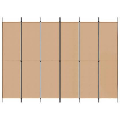 vidaXL 6-Panel Room Divider Beige 300 x 220 cm Fabric 4