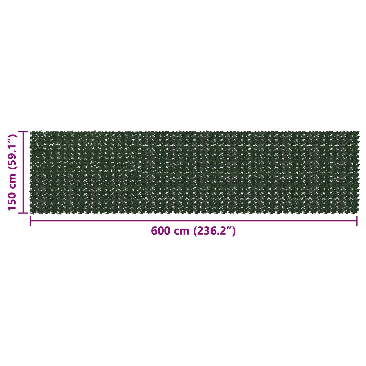 vidaXL Balcony Screen with Leaves Dark Green 600 x 150 cm 5