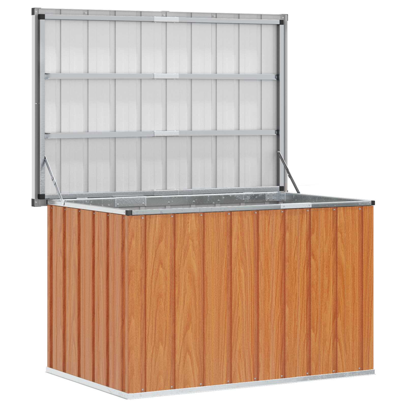 vidaXL Outdoor Storage Box Wood 109 x 67 x 65 cm Galvanised Steel 3