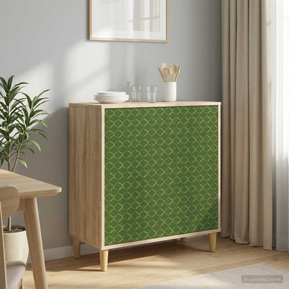 Sideboard BONN Sonoma 69 x 33 x 75 cm Engineered Wood Emerald geometric print
