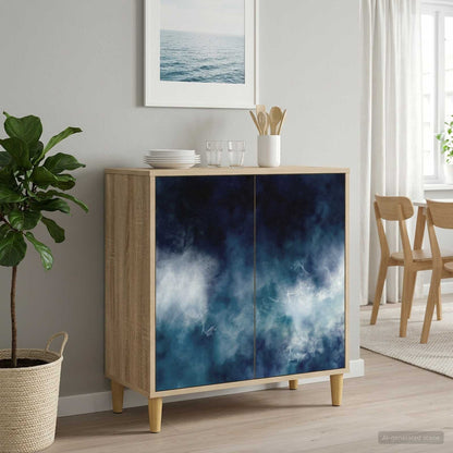 Sideboard BONN Sonoma 69 x 33 x 75 cm Engineered Wood Blue marble print