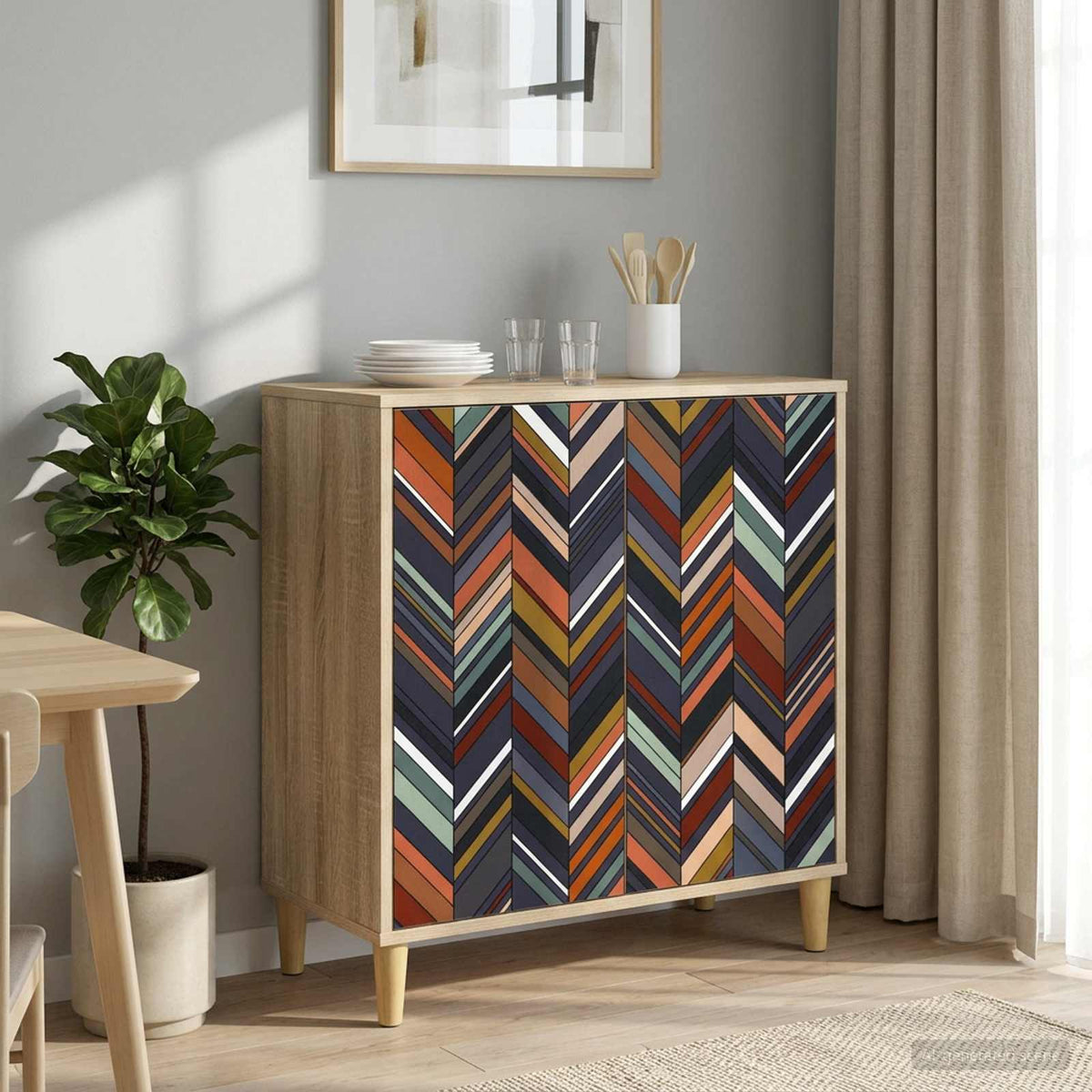 Sideboard BONN Sonoma 69 x 33 x 75 cm Engineered Wood Geometric print
