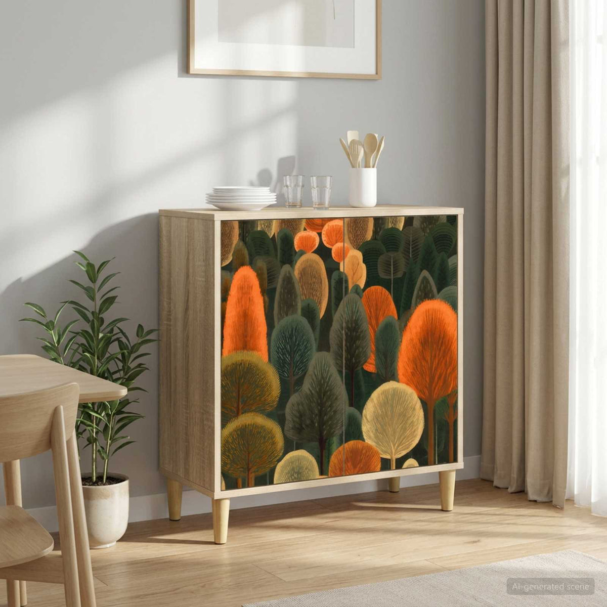 Sideboard BONN Sonoma 69 x 33 x 75 cm Engineered Wood Forest print