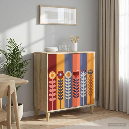 Sideboard BONN Sonoma 69 x 33 x 75 cm Engineered Wood Sunflower print
