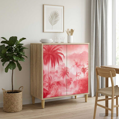 Sideboard BONN Sonoma 69 x 33 x 75 cm Engineered Wood Pink palm tree print