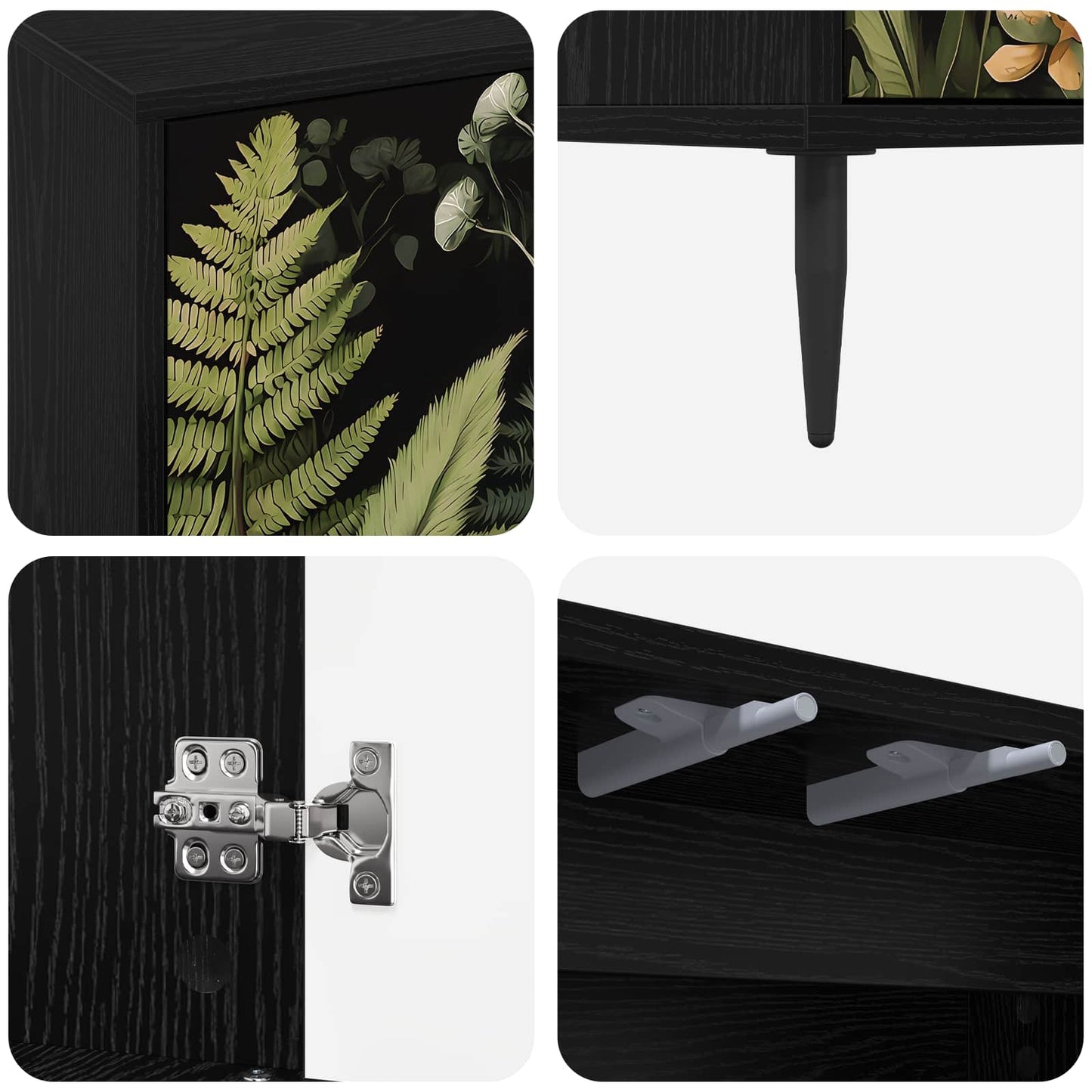 vidaXL TV Cabinet RHENEN 69 x 33 x 50.5 cm Black Oak Engineered Wood 6