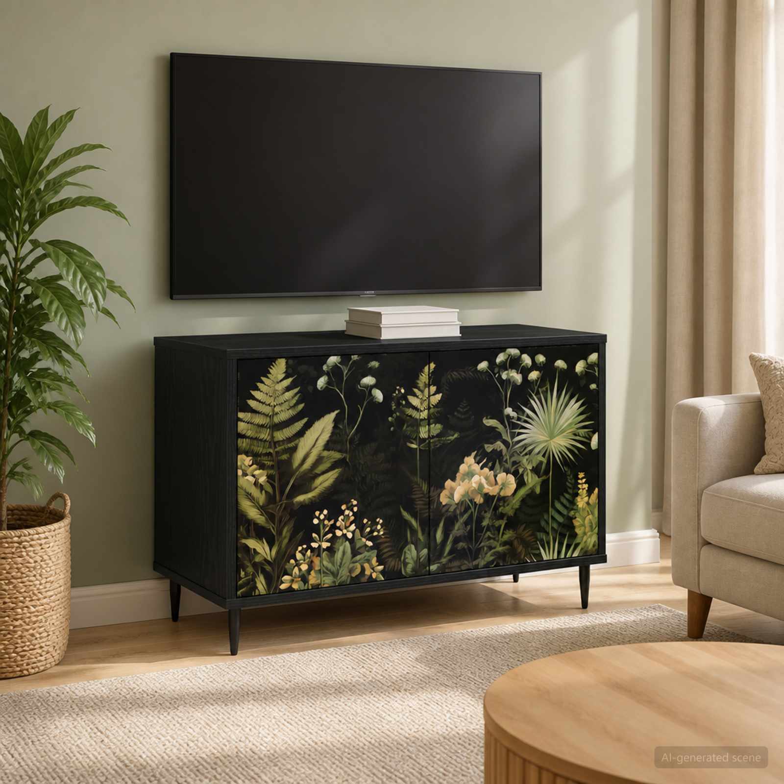 vidaXL TV Cabinet RHENEN 69 x 33 x 50.5 cm Black Oak Engineered Wood 1