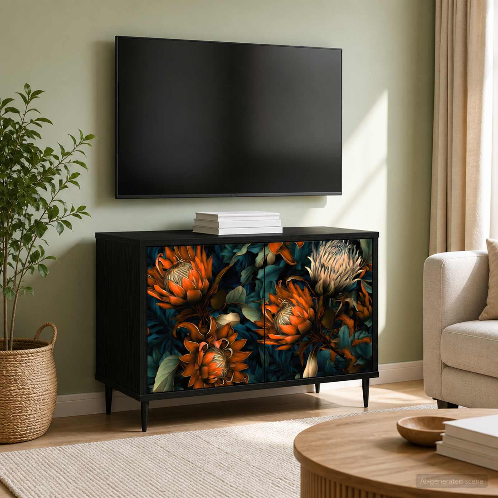 vidaXL TV Cabinet LOCHEM 69 x 33 x 50.5 cm Black Oak Engineered Wood 1