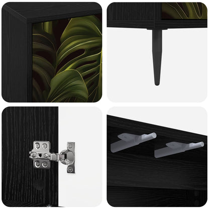 vidaXL TV Cabinet ELBURG 69 x 33 x 50.5 cm Black Oak Engineered Wood 6