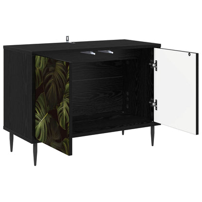 vidaXL TV Cabinet ELBURG 69 x 33 x 50.5 cm Black Oak Engineered Wood 3