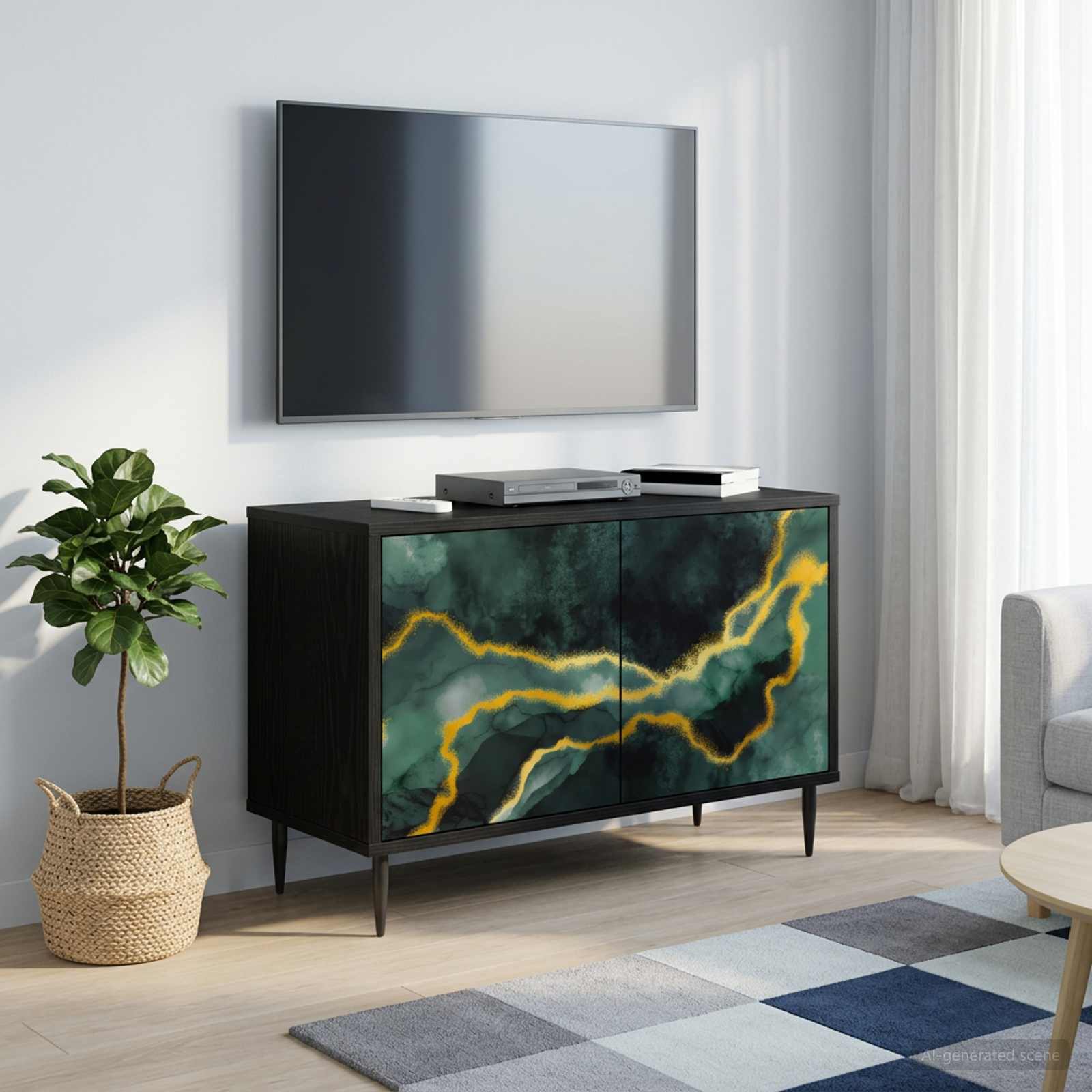 vidaXL TV Cabinet WIJHE 69 x 33 x 50.5 cm Black Oak Engineered Wood 1