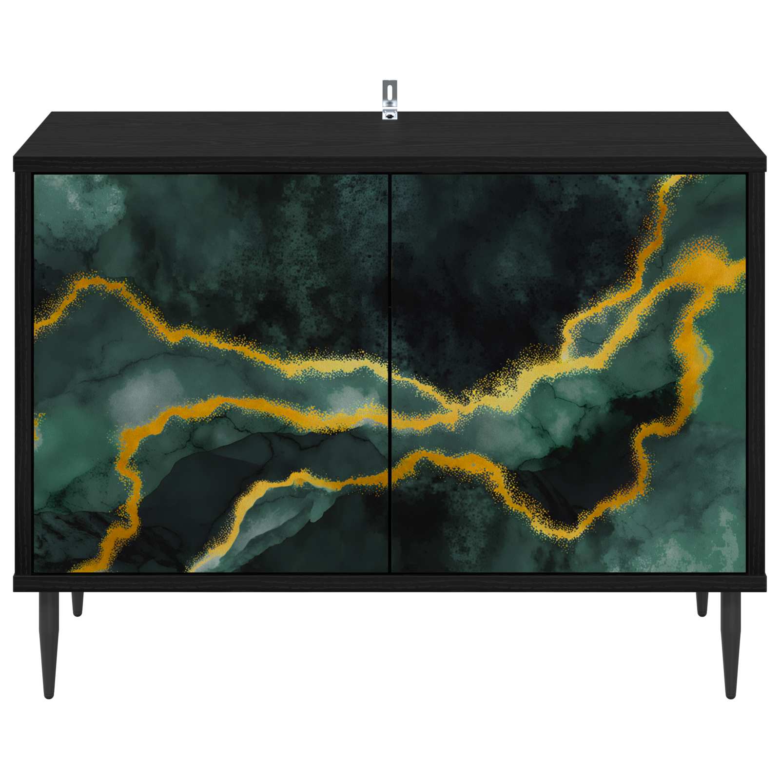 vidaXL TV Cabinet WIJHE 69 x 33 x 50.5 cm Black Oak Engineered Wood 4