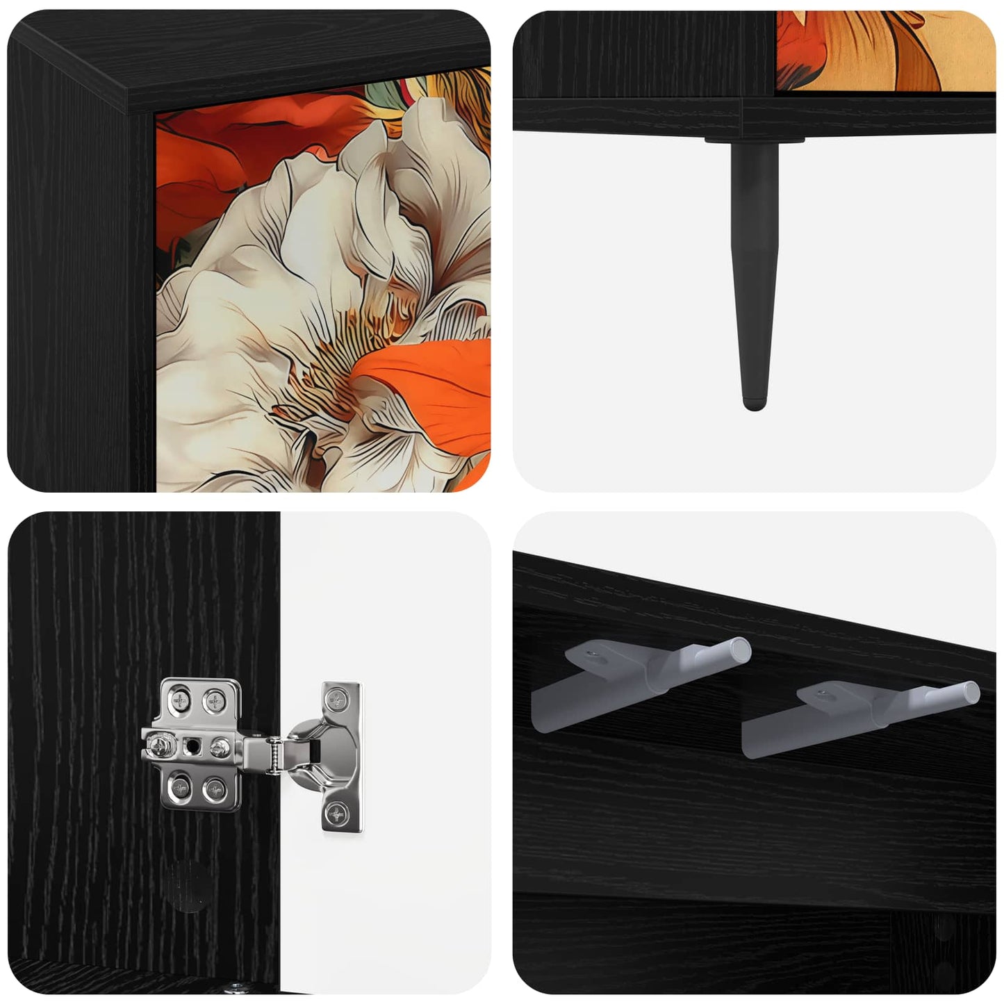 vidaXL TV Cabinet GENNEP 69 x 33 x 50.5 cm Black Oak Engineered Wood 6