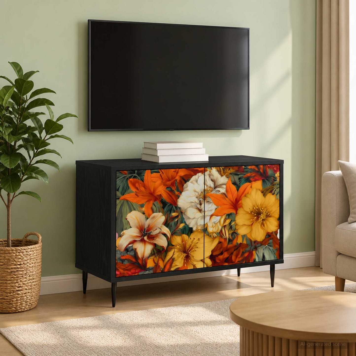 vidaXL TV Cabinet GENNEP 69 x 33 x 50.5 cm Black Oak Engineered Wood 1