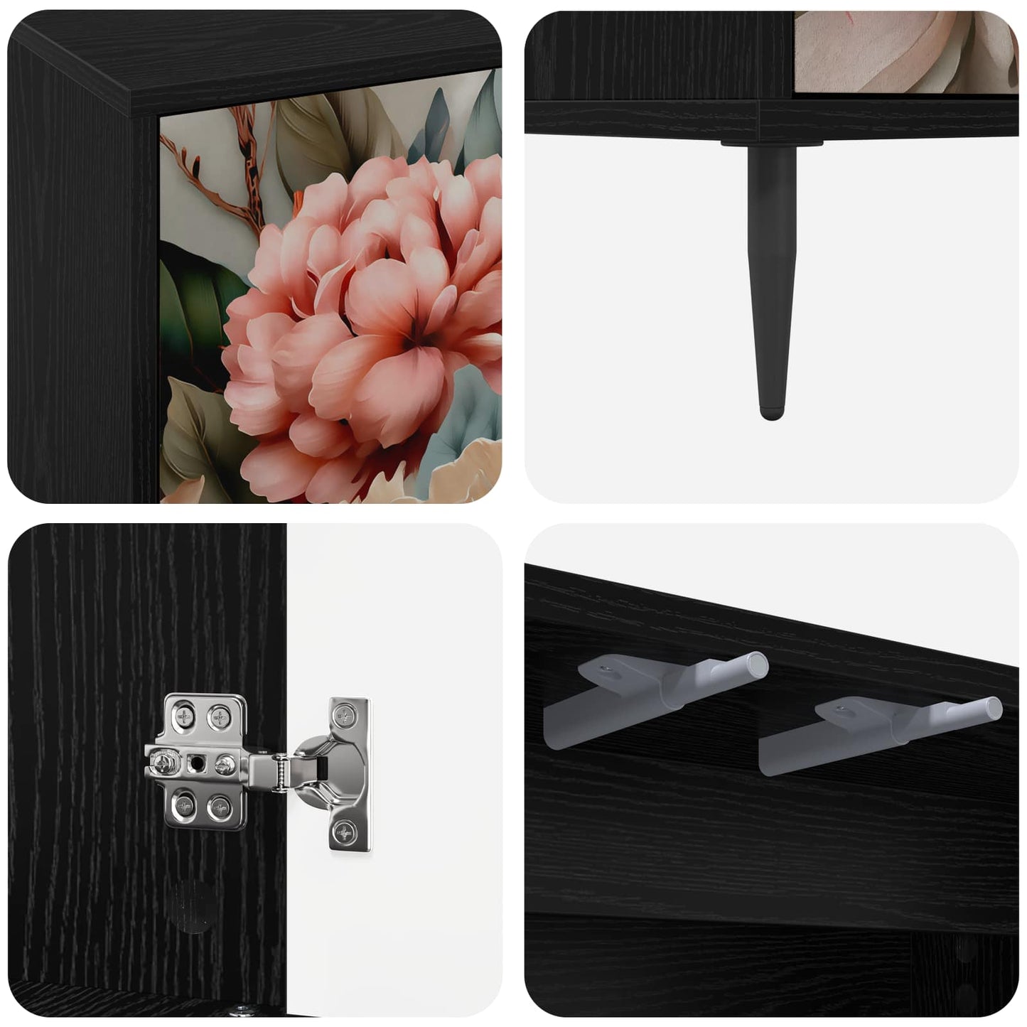 vidaXL TV Cabinet BORNE 69 x 33 x 50.5 cm Black Oak Engineered Wood 6