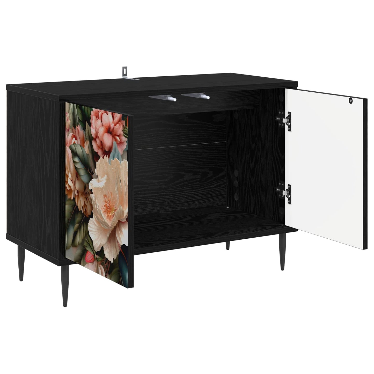 vidaXL TV Cabinet BORNE 69 x 33 x 50.5 cm Black Oak Engineered Wood 3