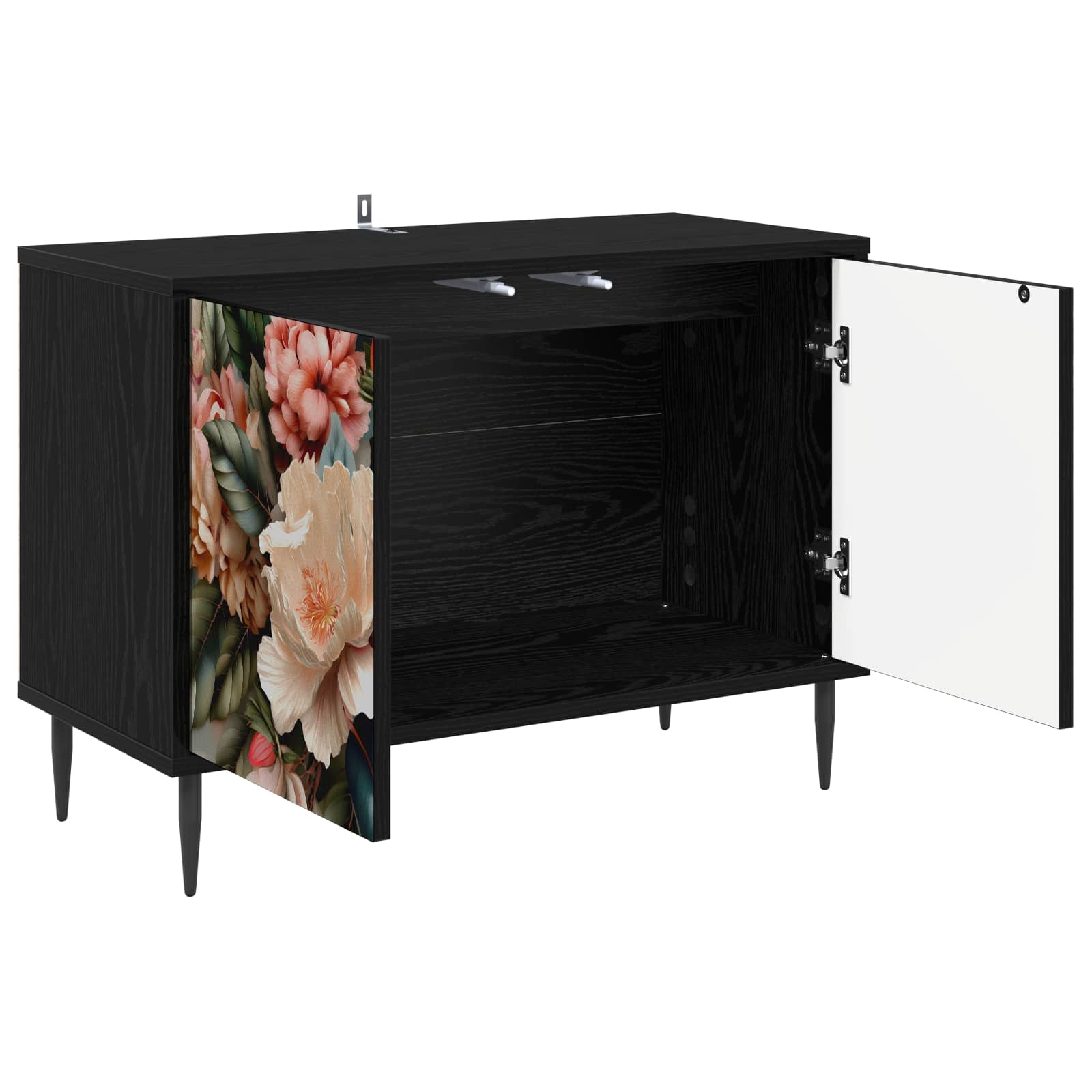 vidaXL TV Cabinet BORNE 69 x 33 x 50.5 cm Black Oak Engineered Wood 3