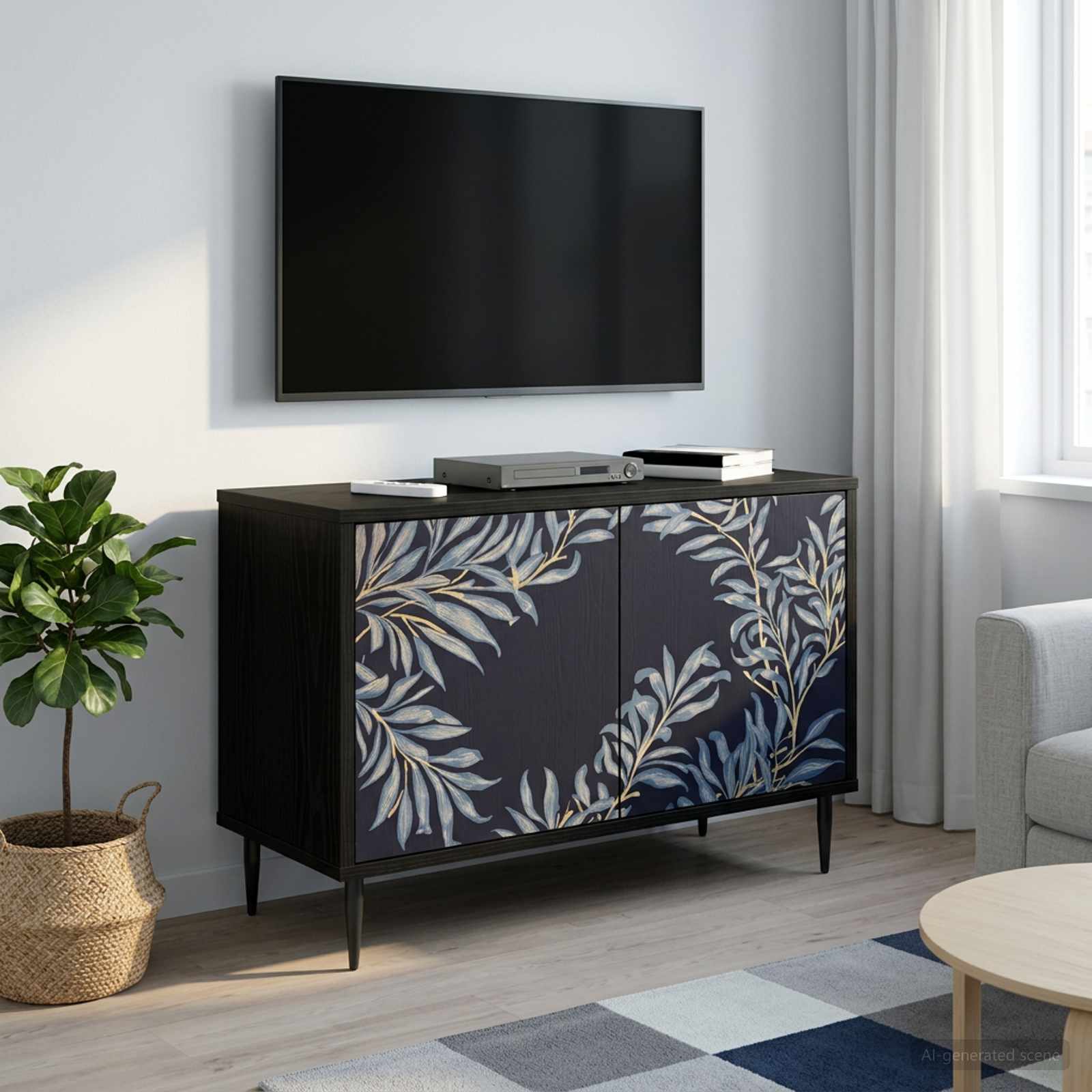 vidaXL TV Cabinet DOKKUM 69 x 33 x 50.5 cm Black Oak Engineered Wood 1